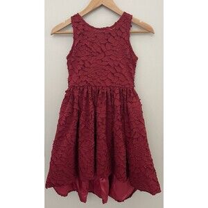 Chasing Fireflies Girls 8 Red Winter Blooms Dress Hi/Lo